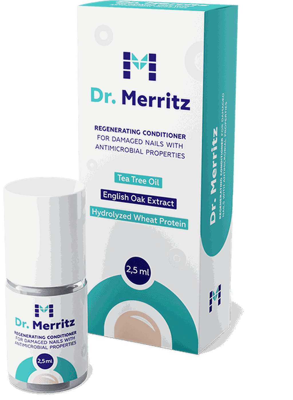 Kartonik i buteleczka Dr. Merritz 2,5 ml z pędzelkiem w zakrętce